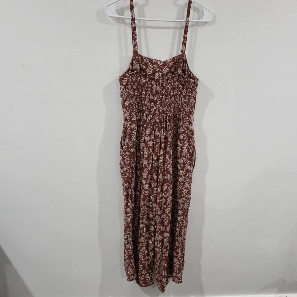Old‎ Navy Womens Jumpsuit Medium Floral Burnt Orange Tropical Summer Vacation - Picture 4 of 9